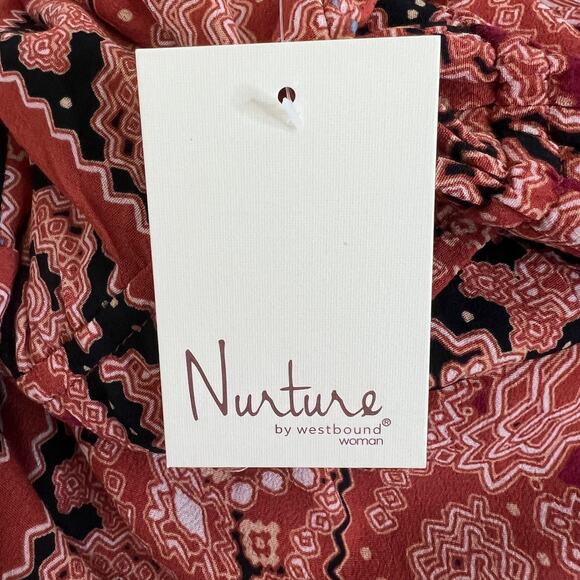 Nurture by Westbound Womens Maxi Dress 3X Rust Boho Paisley Print Long Sleeve - Picture 9 of 10